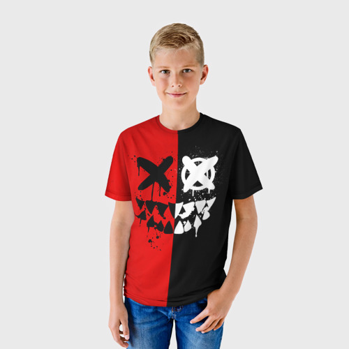Детская футболка 3D Smail Black and red, цвет 3D печать - фото 3