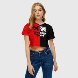 Женская футболка Crop-top 3D Smail Black and red - фото 2