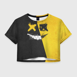 Женская футболка Crop-top 3D Yellow and Black Emoji