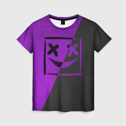 Женская футболка 3D с принтом Purple Smile, вид спереди #2