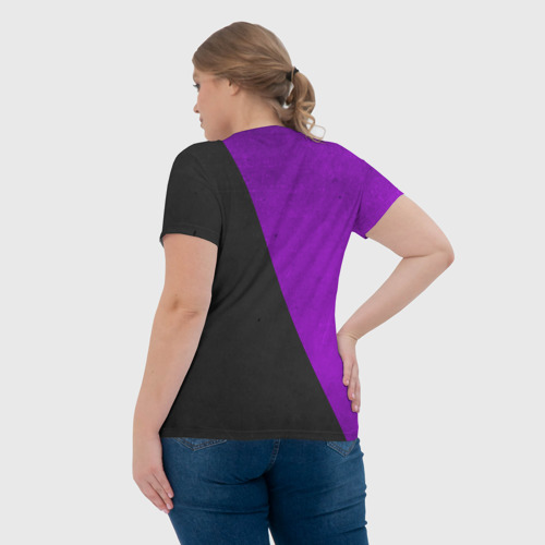 Женская футболка 3D с принтом Purple Smile, вид сзади #2