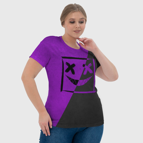 Женская футболка 3D с принтом Purple Smile, фото #4
