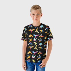Детская футболка 3D Парящие акварельные птицы - фото 2