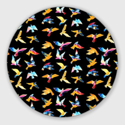 Круглый коврик для мышки Парящие акварельные птицы
