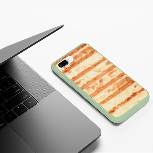 Чехол для iPhone 7Plus/8 Plus матовый Лаваш тонкий плоский хлеб, цвет салатовый - фото 5