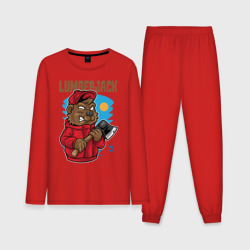 Мужская пижама с лонгсливом хлопок Медведь с топором 