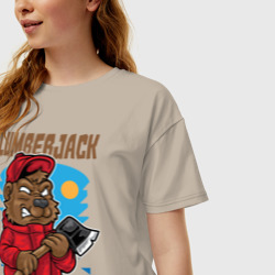 Женская футболка хлопок Oversize Медведь с топором  - фото 2