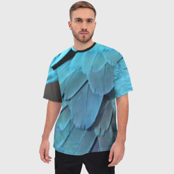 Мужская футболка oversize 3D Перья попугая - фото 2