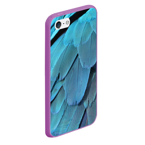 Чехол для iPhone 5/5S матовый Перья попугая, цвет фиолетовый - фото 3