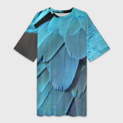 Платье-футболка 3D Перья попугая