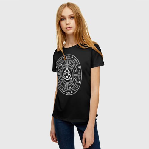 Женская футболка 3D с принтом КЕЛЬТСКИЙ УЗЕЛ | РУНЫ | RUNES (Z), фото на моделе #1