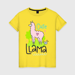 Надпись милая лама – Женская футболка хлопок с принтом купить со скидкой в -20%