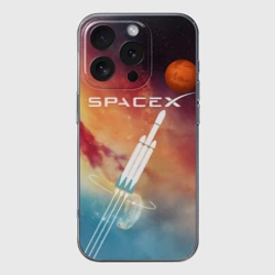 Чехол для iPhone 16 Pro Max силиконовый с защитой камеры Space X - Илон Маск