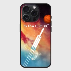Чехол силиконовый для Apple iPhone 15 Pro Мax матовый Space X - Илон Маск
