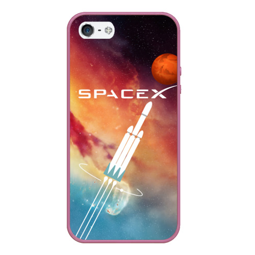 Чехол для iPhone 5/5S матовый с принтом Space X - Илон Маск, вид спереди №1