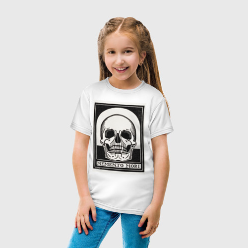 Детская футболка хлопок Memento mori помни о смерти, цвет белый - фото 5