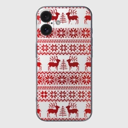 Чехол для iPhone 16 силиконовый с защитой камеры Олени в зимнем лесу