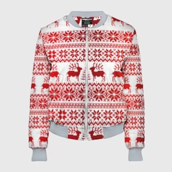 Женский бомбер 3D Олени в зимнем лесу