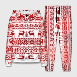 Женский костюм с толстовкой 3D Олени в зимнем лесу