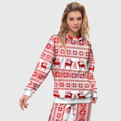 Женский костюм с толстовкой 3D Олени в зимнем лесу - фото 2