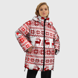 Женская зимняя куртка Oversize Олени в зимнем лесу - фото 2