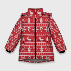 Зимняя куртка для девочек 3D Новогодний атрибуты