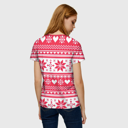 Женская футболка 3D с принтом Новогодний уют, вид сзади #2