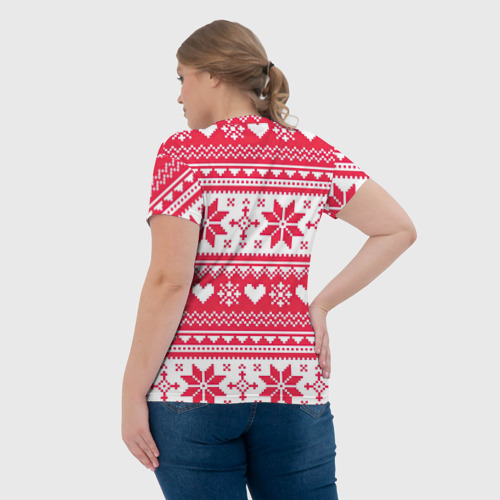 Женская футболка 3D с принтом Новогодний уют, вид сзади #2