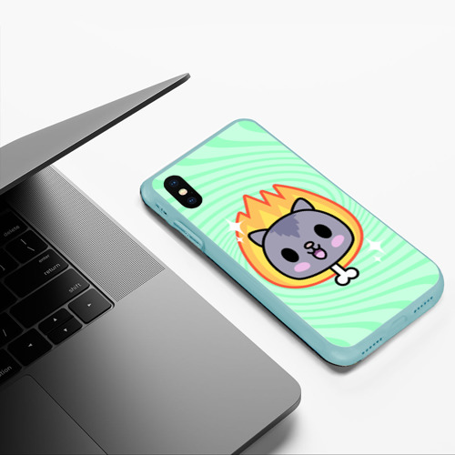 Чехол для iPhone XS Max матовый Toca Boca Cat, цвет мятный - фото 5