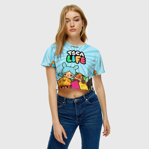 Женская футболка Crop-top 3D Toca Boca life, цвет 3D печать - фото 3