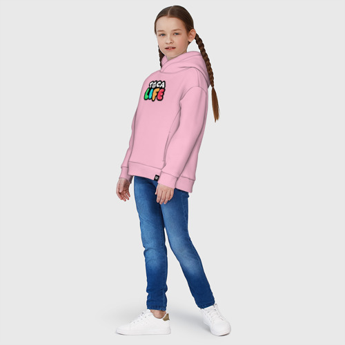 Детское худи Oversize хлопок Toca Life logo, цвет светло-розовый - фото 5