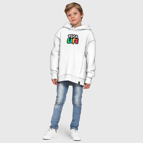 Детское худи Oversize хлопок Toca Life logo, цвет белый - фото 11