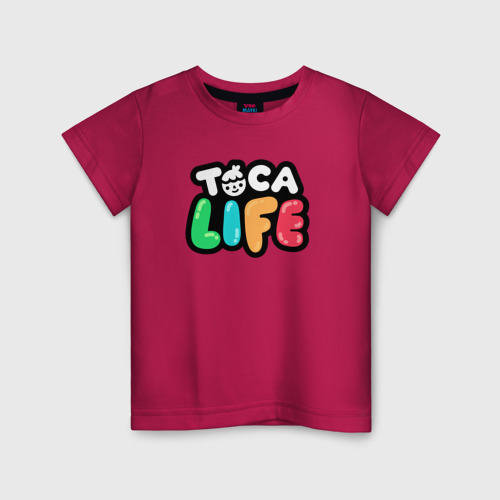 Детская футболка хлопок с принтом Toca Life logo, вид спереди #2