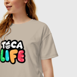 Женская футболка хлопок Oversize Toca Life logo - фото 2