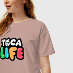 Женская футболка хлопок Oversize Toca Life logo - фото 2