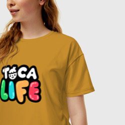 Женская футболка хлопок Oversize Toca Life logo - фото 2