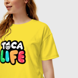 Женская футболка хлопок Oversize Toca Life logo - фото 2