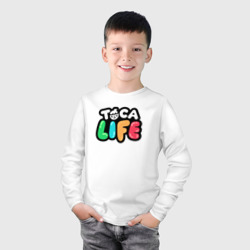 Лонгслив с принтом Toca Life logo для мужчины, вид на модели спереди №2. Цвет основы: белый