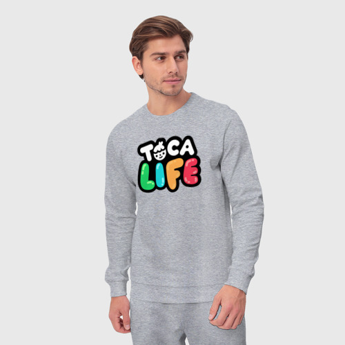 Мужской костюм хлопок Toca Life logo, цвет меланж - фото 5