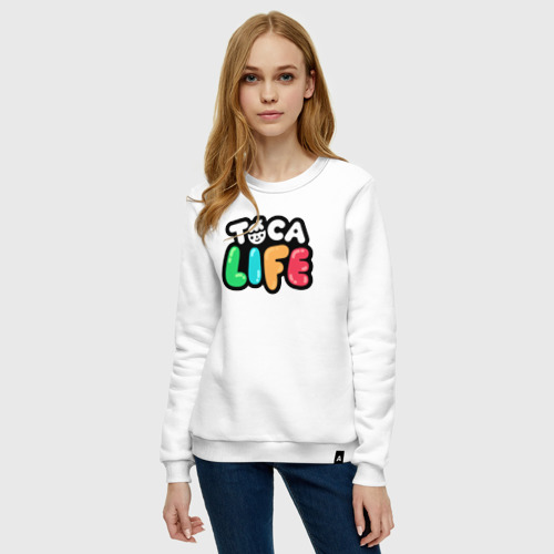 Женский свитшот хлопок Toca Life logo, цвет белый - фото 3