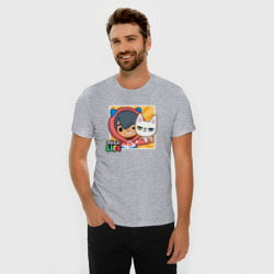 Мужская футболка хлопок Slim A guy and a cat.Toca life - фото 2