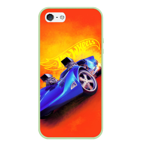 Чехол для iPhone 5/5S матовый Hot Wheels. Хот Вилс, цвет салатовый