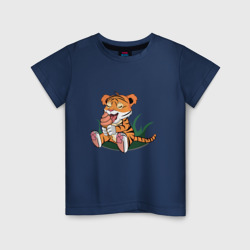 Детская футболка хлопок Тигр ест