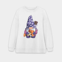 Женский свитшот oversize без начеса хлопок Гном с мухомором