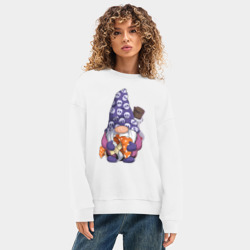 Женский свитшот oversize без начеса хлопок Гном с мухомором - фото 2