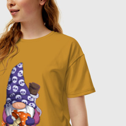 Женская футболка хлопок Oversize Гном с мухомором - фото 2