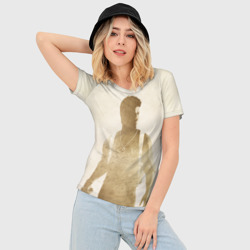 Женская футболка 3D Slim Силуэт Нейта Дрейка Uncharted - фото 2
