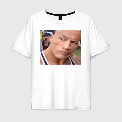 Мужская футболка хлопок Oversize Скала мем, цвет белый