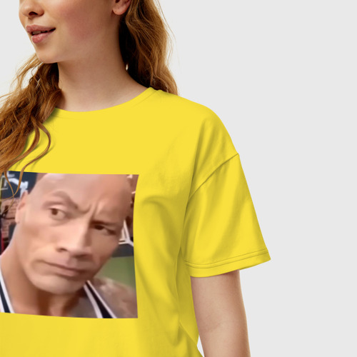 Женская футболка хлопок Oversize с принтом Скала мем, фото на моделе #1
