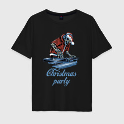 Мужская футболка хлопок Oversize Christmas party -  cool DJ